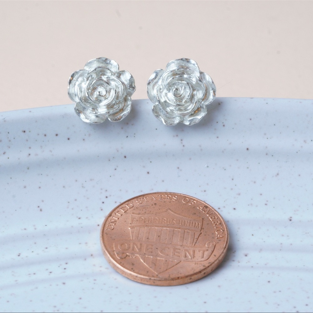 Ladies Dainty Cherry Blossom Detailed Post Stud 925Sterling Silver Plated - Picture 5 of 13